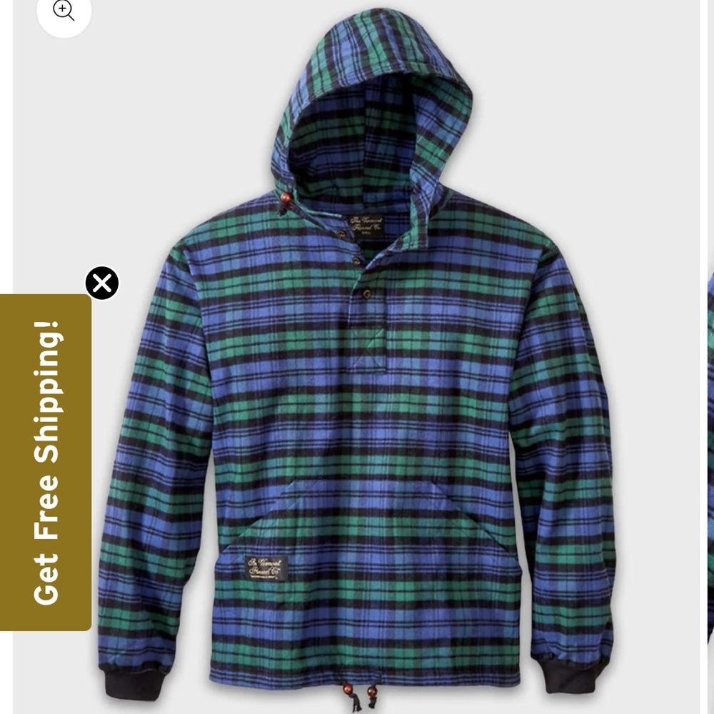 Vermont Flannel Hooded Flannel Pullover - Black Watch